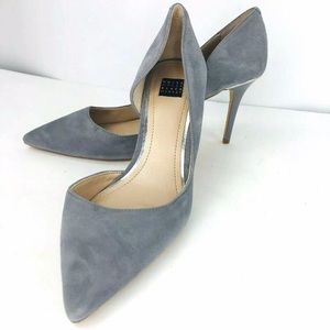 WHBM Ella Ash Gray Suede Pump Pointy Toe